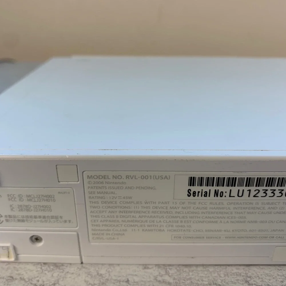Nintendo Wii RVL-001 Console Bundle Remote Sensor Bar Untested No Power Cord